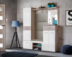 Flurgarderobe Garderoben Schuhschrank Wandpaneel GUSTAVO VIII Spiegel Hochglanz - Bild 1 von 16