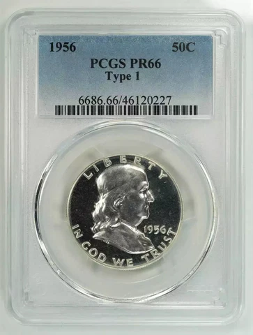 1956 PROOF FRANKLIN HALF DOLLAR 50C TYPE 1 PCGS CERTIFIED PR 66 PROOF (227) Cover