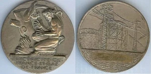 Médaille de table - Electricité et gaz de France Mlle M GUILLAUME bronze DROPSY - Picture 1 of 1