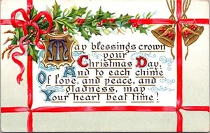 May Blessings Crown Your Christmas Day Embossed Postcard - Picture 1 of 2