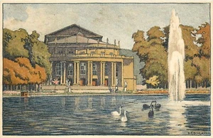 c1910 Alemania Stuttgart Teatro Fuente Cisnes Postal 25-3244 - Imagen 1 de 2