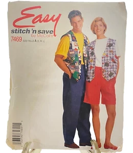 #7469 McCalls Misses Mens Vest T-shirt Pants and Shorts Sewing Pattern Size S-L - Picture 1 of 4