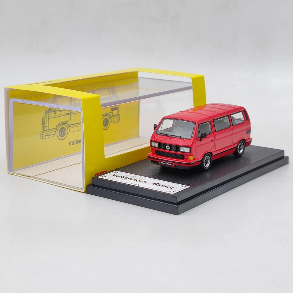Master 1:64 Porsche B32 VW T3 Multivan 1985 Van modelo fundido carro de brinquedo presente vermelho - Imagem 1 de 4