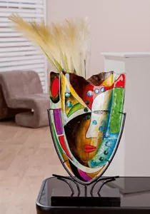 55529 Jarrón facial GlasArt Veronique multicolor altura 49 cm ancho 29 cm profundidad 10 cm - Imagen 1 de 5