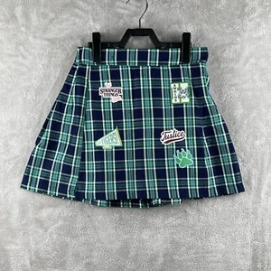 Justice x Stranger Things Plaid Skirt Green Patched Girls Size Large (12/14) - Picture 1 of 8