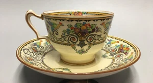 1930's Vintage Crown Staffordshire Footed Tea Cup & Saucer - Renaissance 12636 - Picture 1 of 7