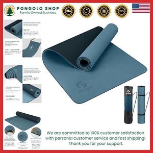 Eco-Friendly Non-Slip Yoga Mat with Carrying Strap - 72"x24", Grey Blue/Black - Picture 1 of 11