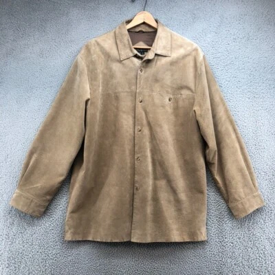 Camisa con botones de cuero Mark Shale para hombre grande beige Country Western Cottage Foto 1 de 4