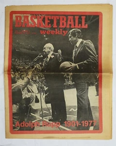  VINTAGE Dec 28 1977 Basketball Weekly Adolph Rupp Memorial Edition Kentucky - Picture 1 of 1