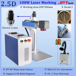 2.5D 100W JPT Mopa M7 Fiber Laser Marking Engraver Machine EZCAD 3 Fume Extrator - Picture 1 of 15