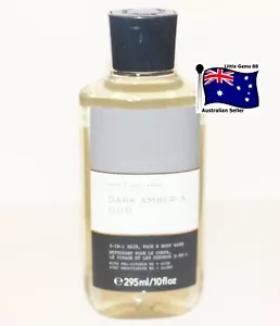 BATH & BODY WORKS MEN'S Dark Amber & Oud 3in1 Hair & Face & BODY Wash SHOWER GEL - Picture 1 of 1