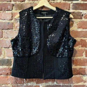 Alberto Makali Textured Vest Rhinestone Statement Size Large - Picture 1 of 7