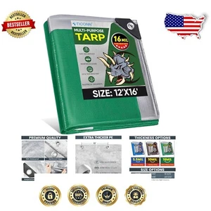 Extra Thick 12'x16' Heavy Duty Tarp - Tear-Proof, Waterproof, and UV Resistant - Picture 1 of 9