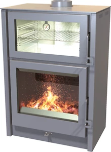 EEK A+ Kaminofen Firenza mit Edelstahlbackfach, gussgrau - 7,4kW - Bild 1 von 3