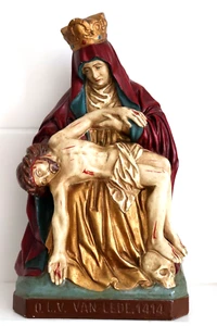 Antique pieta religious Holy Land Chalkware Statue Our lady of LEDE figurine - Picture 1 of 10