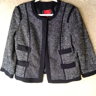 Chaqueta Blazer Narciso Rodriguez Para Mujer Talla L Negra Moteada Tweed Mezcla Lana Foto 1 de 4