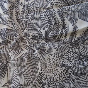 210cm x 95cm Vintage Cold Rayon Sewing Fabric 1950s Black Floral - Tiny Hole - Picture 1 of 9
