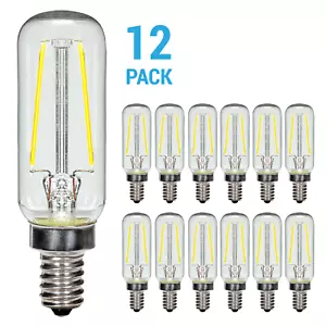 12 Pack S21340 S9872 LED Filament Bulbs 2.8W =25W 120V T6 Candelabra E12 Clear - Picture 1 of 4
