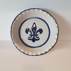 Steinzeug Fleur Di Lis geriffelte Kuchenpfanne französisches Land - Bild 1 von 7