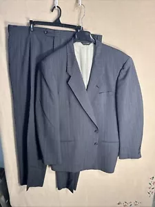 Pierre Cardin Two Button Mens 48L 2 Piece Suit Gray Pin Stripe 42x31.5 42"W - Picture 1 of 16