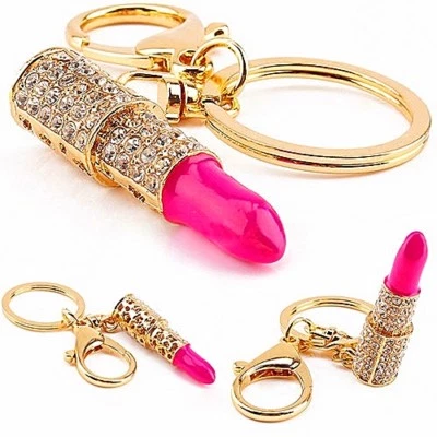 Lo último Rosa Lápiz Labial Cristal Llavero Anillo Cartera Mochila Decoración Bolsa de Regalo Gratis Foto 1 de 3