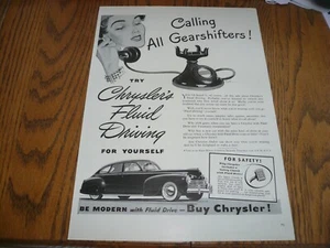 Chrysler - Vintage Print Ad - Fluid Drive - Picture 1 of 1