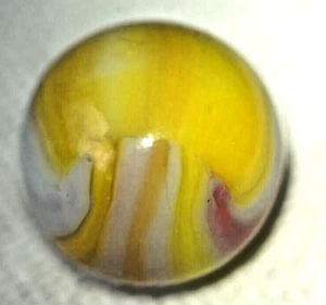 Christensen Agate Co. Antique Toy Marble, Swirl Pink/Yellow #123 - Picture 1 of 7