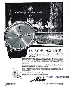 PUBLICITE MIDO MONTRE OCEAN STAR POWERWIND DANSEUSE DE 1960 FRENCH AD ART DECO - Imagen 1 de 1