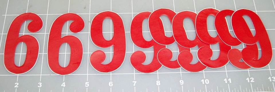 6/9 号贴纸 3 英寸红色乙烯基 9 数量老式赛车得分免费送货 — 第 1/1 张图片