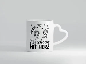 Erzieherin mit Herz - Herz Tasse Weiß - Bild 1 von 4