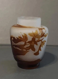 Antique Art Nouveau Miniature 3" Emile Galle Cameo Glass Vase - Picture 1 of 13