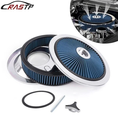 Conjunto de limpador de ar 14 pol. x 3 pol. Kit de limpador de ar preto lavável Super Flow levantado - Imagem 1 de 4