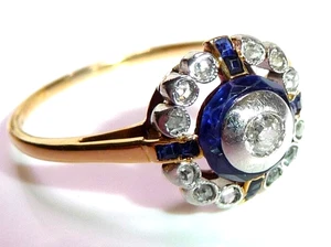 Ring antik 750 Gold 0.22ct. Diamanten Saphire Gr: 53 - 53,5 änderbar - Bild 1 von 10
