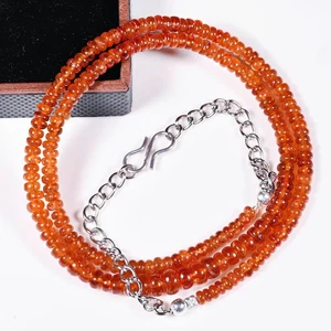 Collar de cuentas de hessonita naranja granate rondelle collar de piedras preciosas para mujer hombre - Imagen 1 de 3