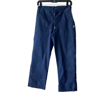 Max Mara Leisure 女式蓝色抽绳腰短牛仔裤 36 码 US 6 — 第 1/4 张图片