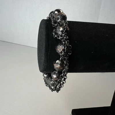 Multi Chain Toggle Bracelet With Black Beads Some Minor Wear Preowned - Image 1 of 4