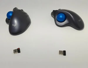 2x Logitech M570 Wireless Blue Trackball Mouse with USB Dongle FOR PARTS READ - Picture 1 of 12