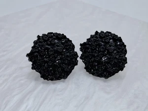 Orecchini donna ragazza neri decorazione fiori borchie metallo stile vintage miglior regalo - Foto 1 di 6