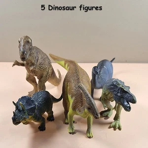 5 Dinosaur figures Tyrannosaurus rex Brontosaurus prehistoric toys kids 3 - Picture 1 of 6