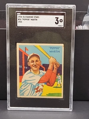 1934-36 DIAMOND STARS #26 PEPPER MARTIN CARDINALS - SGC 3 - CENTERED - Image 1 of 2