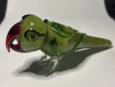 Green and Red 5.5” Long PARAKEET Glass Smoking Tobacco Pipe Hand Blown - Image 1 of 4