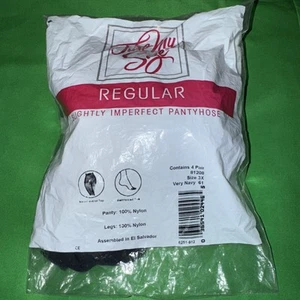 Just My Size Regular Pantyhose 3x 100% Nylon Very Navy Blue Vintage 81208 4 Sets - Picture 1 of 3