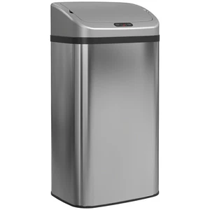 Cubo de cocina de acero inoxidable 48L con cierre automático plateado - Imagen 1 de 9