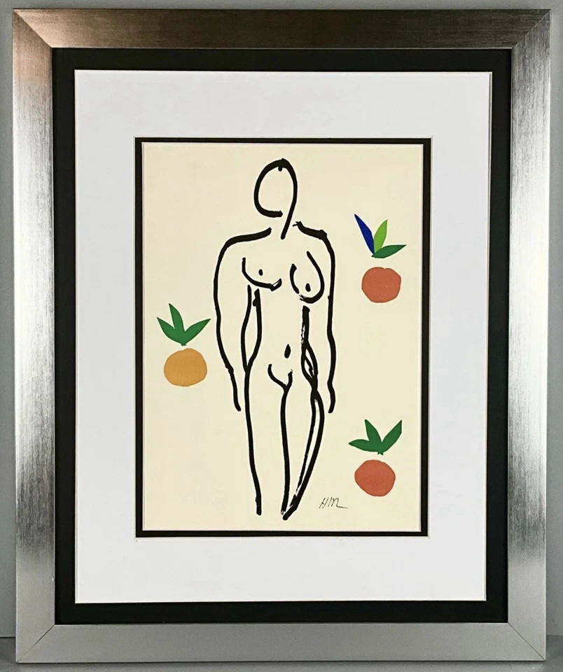 1958 年亨利·马蒂斯原版平版画,“Nu Aux Oranges”签名带框真品证明 — 第 1/1 张图片