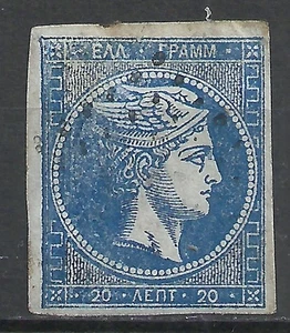 Grecia Siglo XIX Cabeza Hermes Grande - 20 Lepta Sello Usado con Número de Control - Imagen 1 de 2