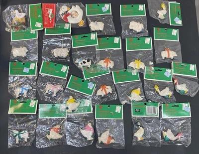 24 adornos navideños vintage de animales de granja de campo de los 80 árbol pollo cerdo caballo Foto 1 de 4