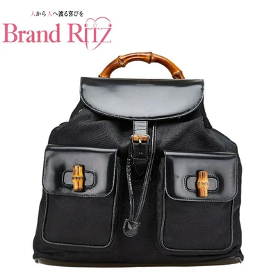 Mochila Gucci usada bambú 003 2058 0016 rango B negra marrón charol nailon Foto 1 de 4