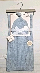 Bonbini NY Baby Decke & Mütze Set Trittsteine gestrickt blau 0-6 M 38" x 28" - Bild 1 von 10