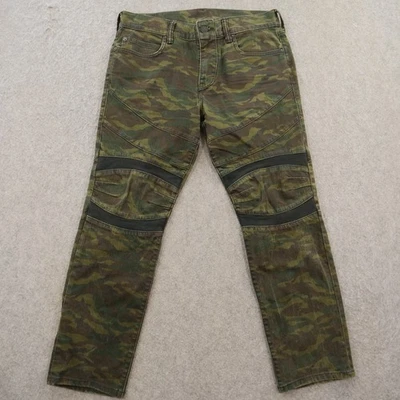 True Religion Jeans Mens 33 Green Camo Moto Skinny Relaxed Mid Rise Denim - Image 1 of 4