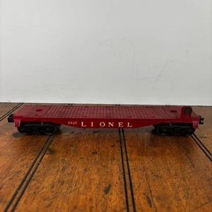 Lionel O Gauge Flat Car #6825 Red Model Railroad Train Car - Picture 1 of 15
